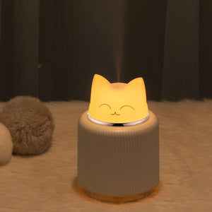 Mini Humidifier-Cute Cat Mist Humidifier for Kids Bedroom, Small Ultrasonic humidifier for Home Car Office with USB 2 LED Colors