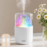 Mist Humidifier with Colorful Light Auto-Off USB Desktop Personal Humidifiers 2 Cool Spray Modes 300ml for Bedroom Office Car Travel White