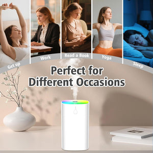 400ml Mini Humidifiers for Plant Indoor, Small Humidifier for Bedroom Portable Fragrance Aroma Diffuser with Night Light Auto off