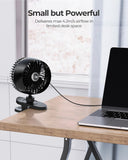USB Clip on Fan, Strong Wind Ultra Quiet Small Desk Fan with Strong Clamp, More Than 360° Adjustable, 3 Speeds USB-C Corded Powered, Mini Personal