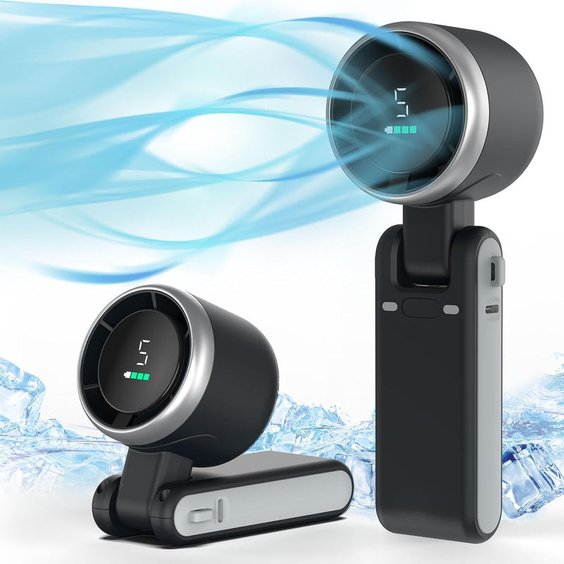 Portable Handheld Turbo Fan, 5 Gear Wind, Battery Operated, Up to 12 Working Hours, 3 IN 1 Hand Fans with Air Turbo Tech Cooling Fan for Outdoor Activities