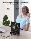 USB Fan, Strong Wind Ultra Quiet Small Desk Fan 220° Tilt Folding 3 Speeds Adjustable USB-C Corded Powered Personal Fan for Home Office Desktop Black
