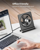 USB Fan, Strong Wind Ultra Quiet Small Desk Fan 220° Tilt Folding 3 Speeds Adjustable USB-C Corded Powered Personal Fan for Home Office Desktop Black