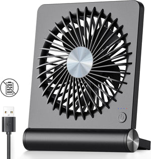 USB Fan, Strong Wind Ultra Quiet Small Desk Fan 220° Tilt Folding 3 Speeds Adjustable USB-C Corded Powered Personal Fan for Home Office Desktop Black