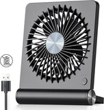 USB Fan, Strong Wind Ultra Quiet Small Desk Fan 220° Tilt Folding 3 Speeds Adjustable USB-C Corded Powered Personal Fan for Home Office Desktop Black