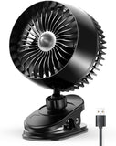 USB Clip on Fan, Strong Wind Ultra Quiet Small Desk Fan with Strong Clamp, More Than 360° Adjustable, 3 Speeds USB-C Corded Powered, Mini Personal